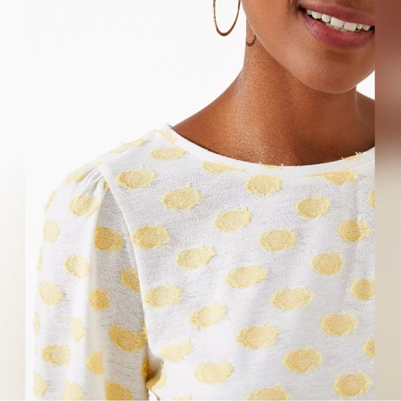 LOFT Yellow Dot Peplum Top - Size Small - NWT - Polka Dot / Spring - Picture 8 of 14